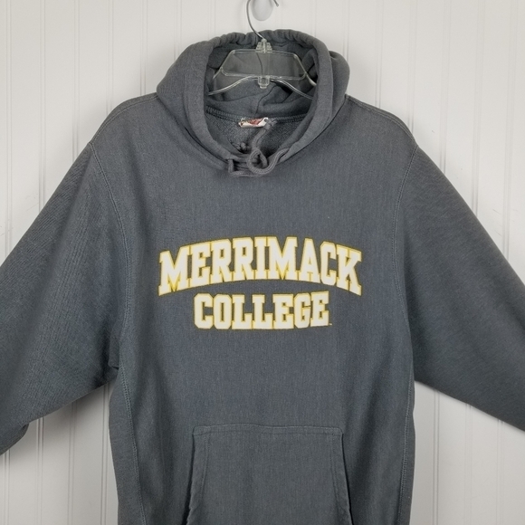 Merrimack College Hoodie Sweatshirt Vintage MV Pro Weave Mens Small Gray Graphic - Picture 6 of 9